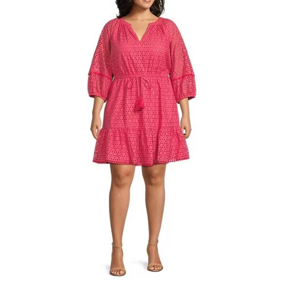Vince Camuto Dresses & Skirts - Vince Camuto V-Neck 3/4 Sleeve Cinched Tassel Tie Pocketed Fit Flare Dress 18W